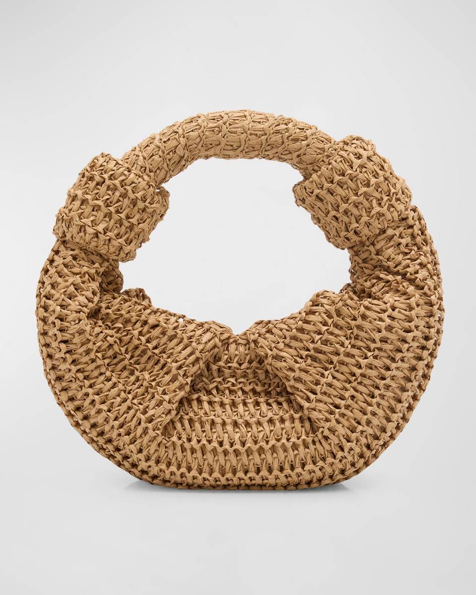 Lopsy Knot Straw Top-Handle Bag